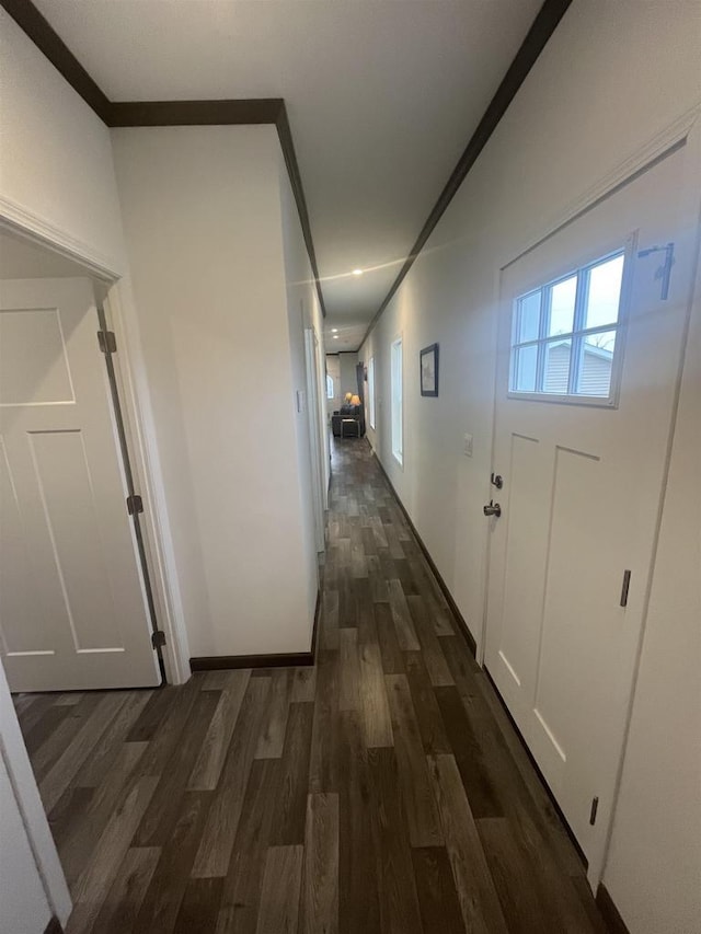 hall featuring dark hardwood / wood-style flooring