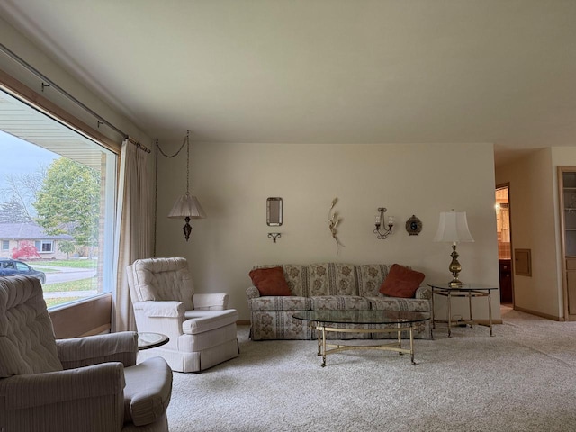 living room with carpet flooring