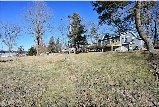 view of yard featuring a deck