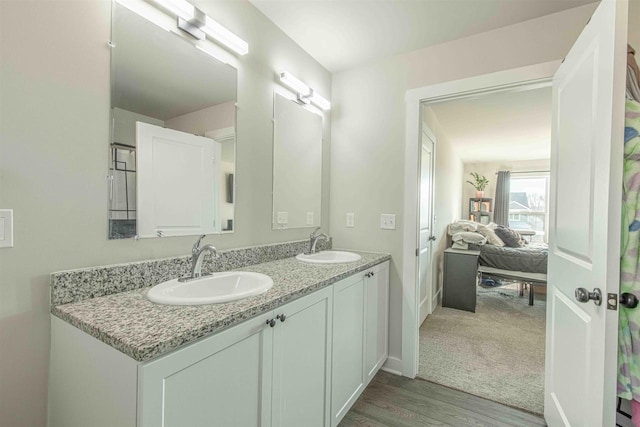 bathroom featuring wood-type flooring and vanity