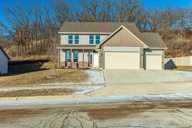 craftsman-style home featuring a garage