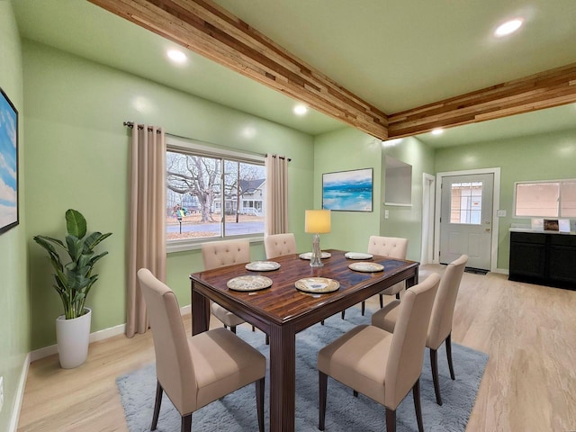 dining room with light hardwood / wood-style flooring