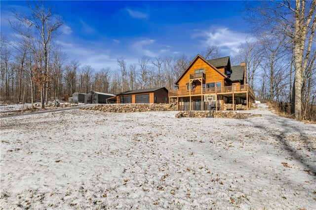 view of snow covered property