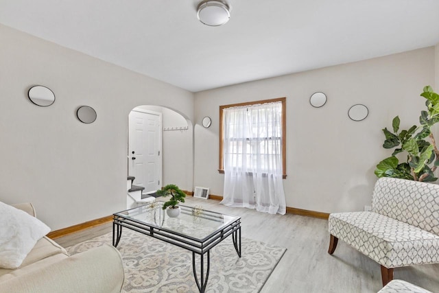 living room featuring light wood-type flooring