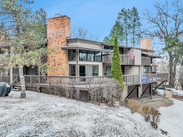 view of snow covered property