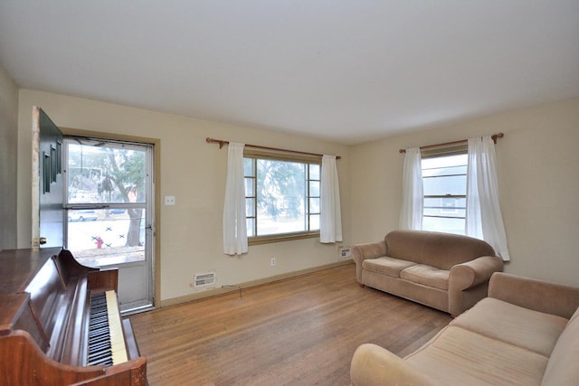 living room with light wood-type flooring