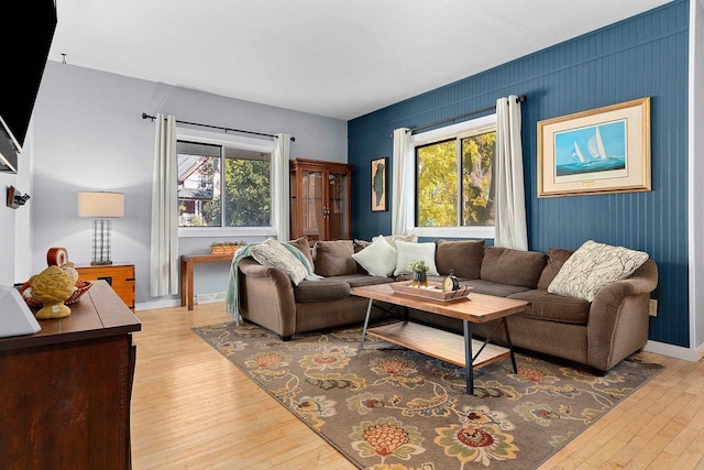 living room featuring light hardwood / wood-style flooring