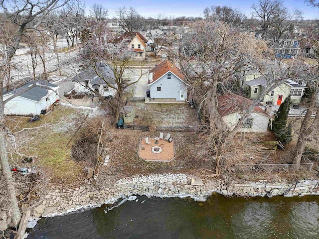 bird's eye view featuring a water view