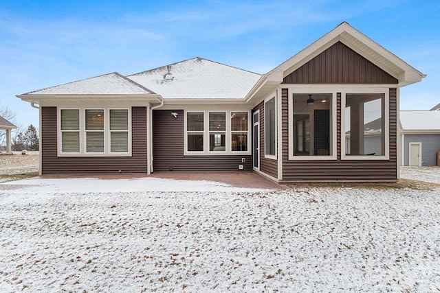 view of snow covered property