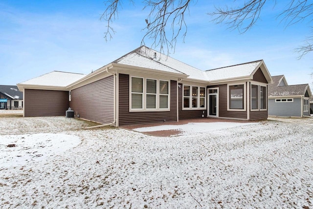 view of snow covered property