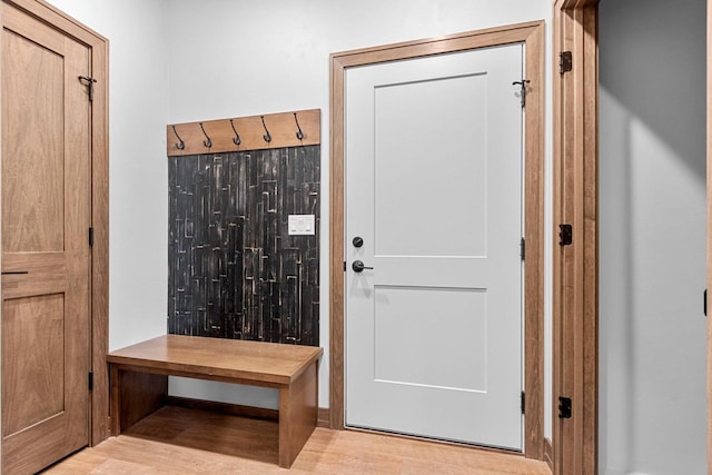 mudroom featuring light hardwood / wood-style floors