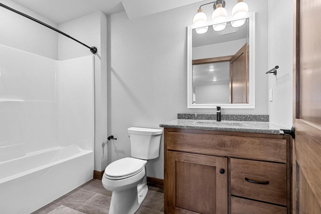 full bathroom with tile patterned floors, vanity, toilet, and shower / bathtub combination