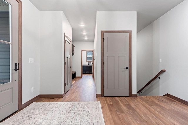 foyer entrance featuring light hardwood / wood-style flooring