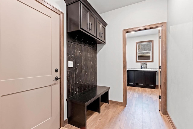 mudroom featuring light hardwood / wood-style floors