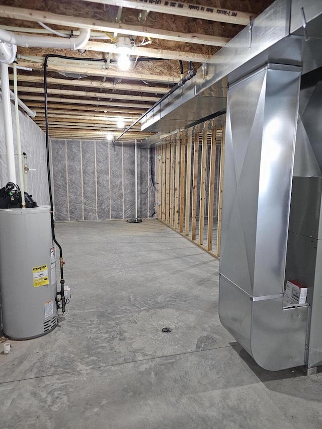 basement with gas water heater