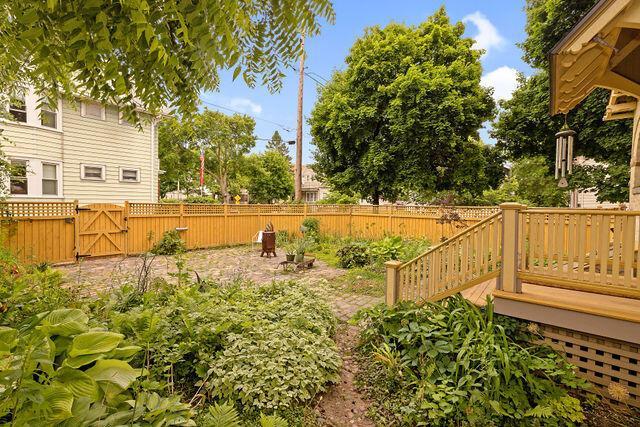 view of yard with a wooden deck