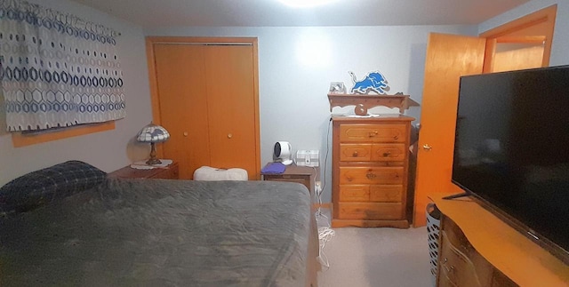 bedroom featuring a closet and carpet flooring