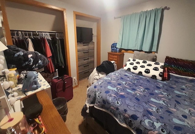 bedroom featuring a closet and carpet floors