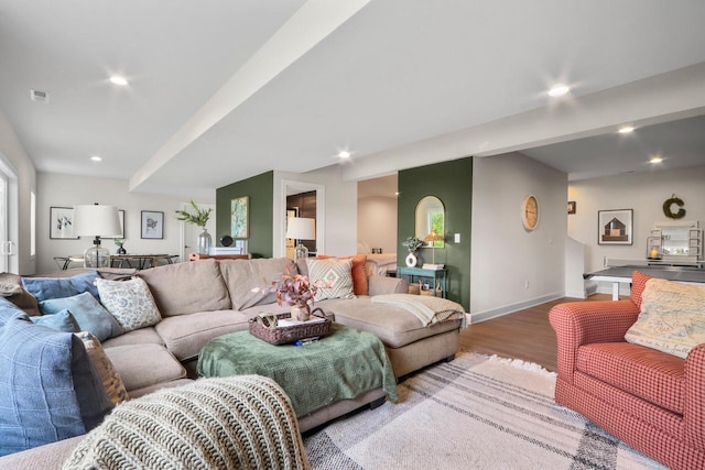 living room featuring wood-type flooring