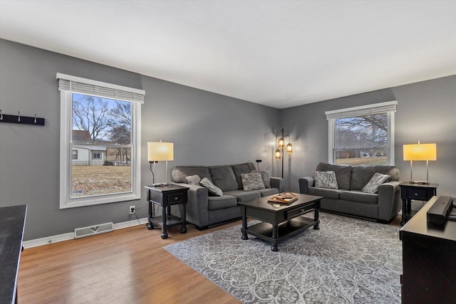 living room with hardwood / wood-style flooring