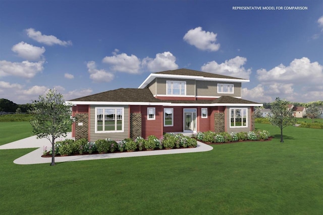 view of front of home featuring a front lawn