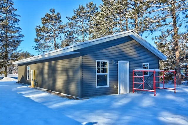 view of snow covered property