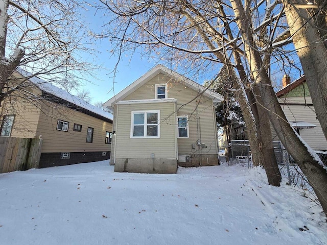 view of snow covered property