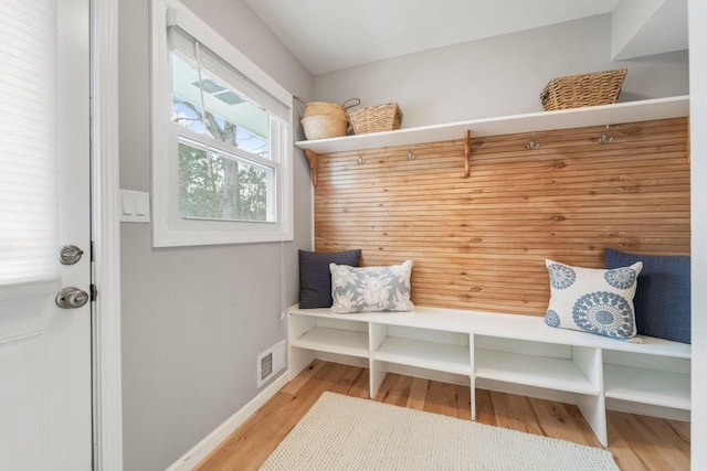 mudroom with light wood-type flooring