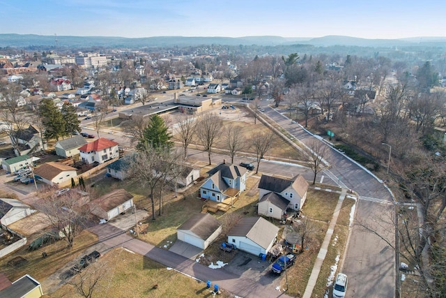 bird's eye view with a mountain view