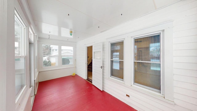 view of unfurnished sunroom