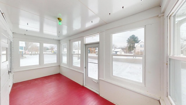 view of unfurnished sunroom