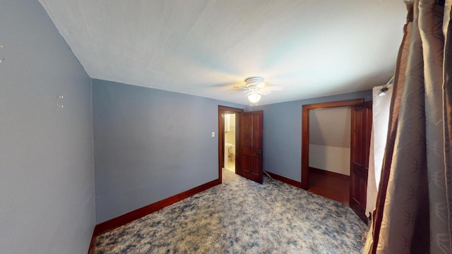 bedroom featuring carpet and ceiling fan