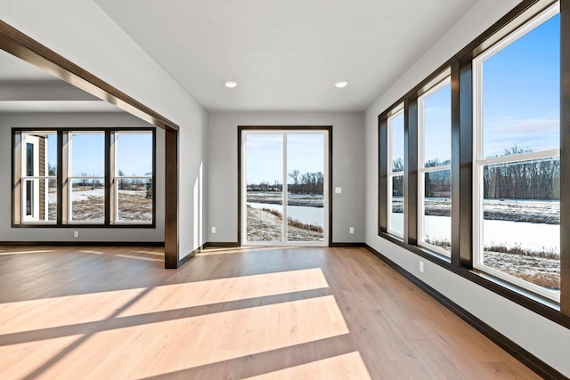 interior space with light hardwood / wood-style flooring