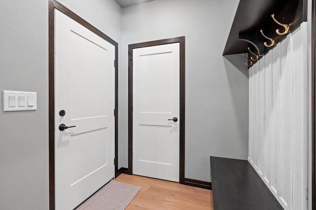 mudroom featuring light hardwood / wood-style flooring