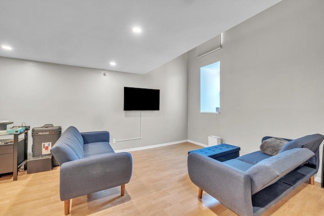 living room featuring light wood-type flooring