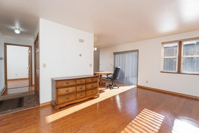 office area with dark wood-type flooring