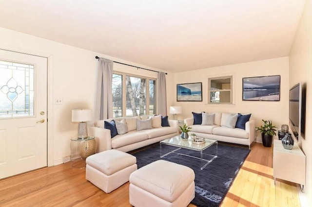 living room with hardwood / wood-style floors