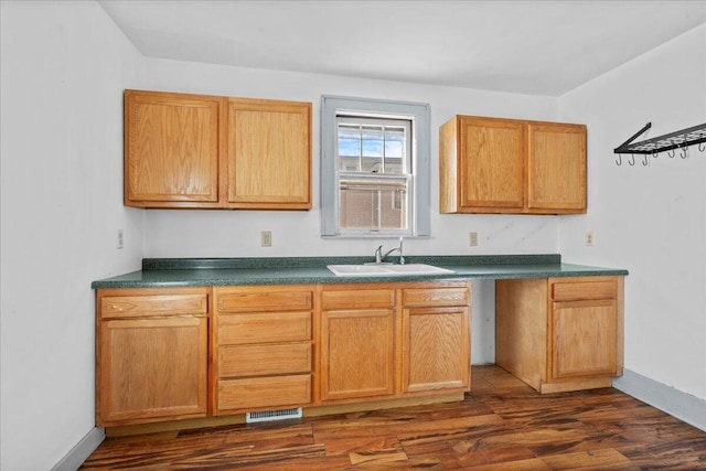 kitchen featuring sink and dark wood-type flooring