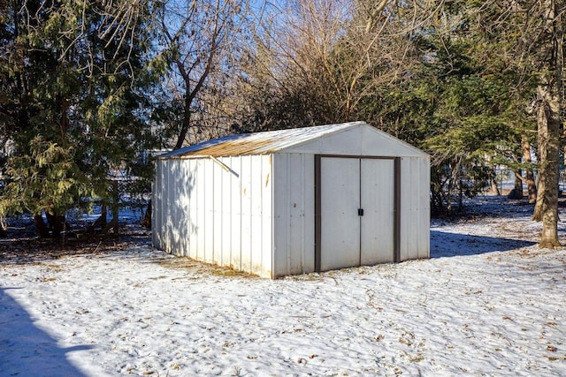 view of snow covered structure