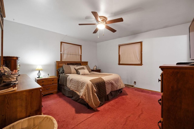 bedroom with carpet and ceiling fan