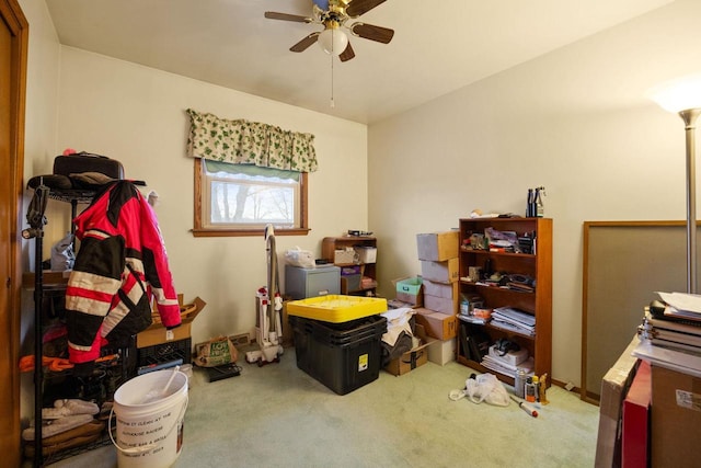 interior space featuring ceiling fan