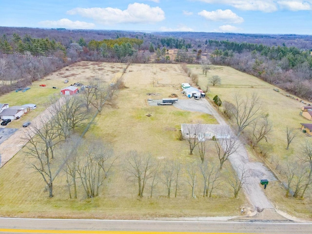 bird's eye view with a rural view