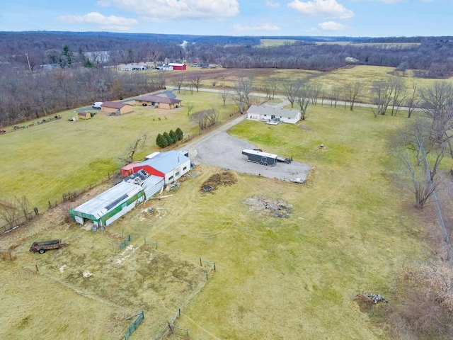 aerial view featuring a rural view