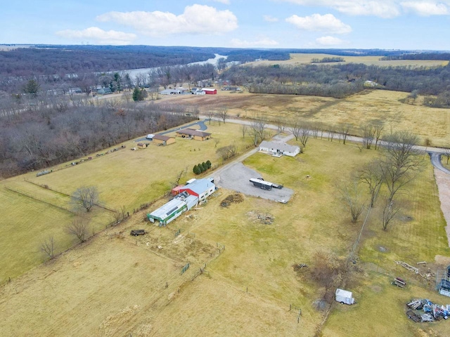 drone / aerial view with a rural view