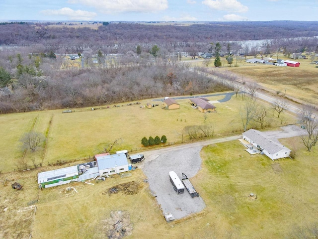 drone / aerial view with a rural view