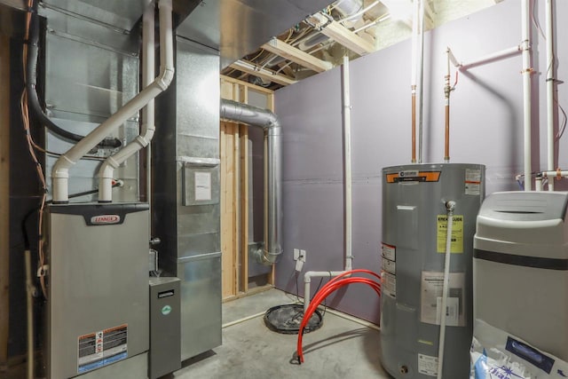 utilities featuring electric water heater and heating unit