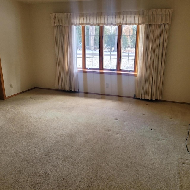 unfurnished room with light carpet