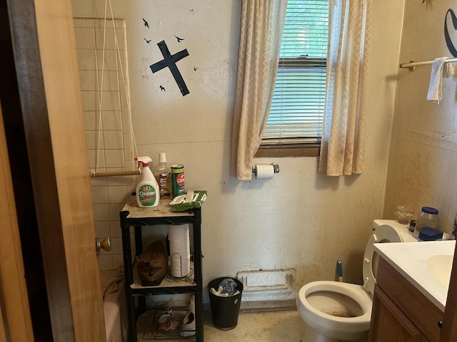 full bathroom with vanity, toilet, and shower / bath combination