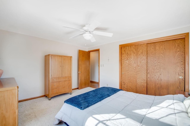 bedroom featuring a closet and ceiling fan