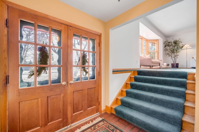 entrance foyer featuring french doors